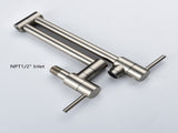 Brass Folding Faucet 1/2'' NPT Wall Mount Kitchen Faucet Two Handles Cold Water Tap Nickel 01254836
