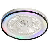 19 Inch RGB Dimmable Led Enclosed Ceiling Fan with Light Flush Mount Bladeless 6 Speed Remote 23895230