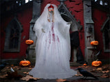 7.2ft Life-Size Animated Halloween Bride Prop - Bloodstained Dress, Sound-Activated 88150321