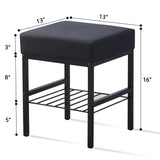 Velvet Vanity Footstool Ottoman 13" x 13" x 16", Soft Padded Seat with Furry Velvet Cover, Modern 41725909