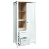 ZNTS Bedroom Storage Wardrobe with Hanging Rods and 2 Drawers and Open Shelves,Sliding Door,White 56629304