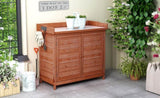 TOPMAX Outdoor 39" Potting Bench Table, Rustic Garden Wood Workstation Storage Cabinet Garden Shed WF285324AAA