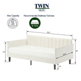 ZNTS Elena Twin Size Beige Velvet Upholstered Daybed, Ribbed Tufted Backrest, Daybed in Lavish Modern B083P152010