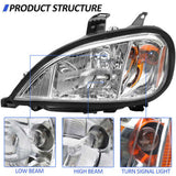 Headlights Assembly Fit For 2004-2017 Freightliner Columbia, Chrome Housing And Amber Reflector W1155P284482