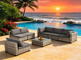 7-Piece Outdoor Patio Furniture Set, All-Weather Wicker Rattan Sectional Sofa with Thick Cushions & 10778419