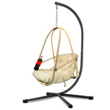 Swing Egg Chair with Stand Indoor Outdoor Wicker Rattan Patio Basket Hanging Chair with C Type W2707P296436