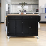 Kitchen Island Cart with Solid Wood Top and Locking Wheels,54.3 Inch Width,4 Door Cabinet and Two WF286911AAB