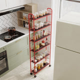 Red 6-Tier Rolling Cart Gap Kitchen Slim Slide Out Storage Tower Rack with Wheels,6 64616735