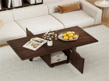 48" Foldable Coffee Table Extendable Center Table With Storage Cabinets & Wheels - Walnut 87117762