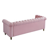 Chesterfield Velvet Sofa 84.65 inch for Living Room PINK Color W579104834