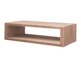 Rustic Beaded Edge Coffee Table 47.6" Rectangular Center Table with Open Storage Shelf, Natural W2729P309447