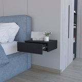 Black Wall-Mounted Floating Nightstand B062P175155