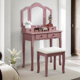 ZNTS Wooden Vanity Make Up Table and Stool Set, Rose ld 71086315