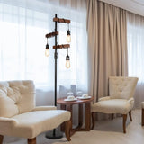 Dimmable Industrial Floor Lamp, Farmhouse Tree Floor Lamp, 68 Inch 3 Lights Wood Standing Lamp, W2738P227440