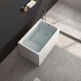 43" Acrylic Freestanding Bathtub with seat Spacious rectangle Shape, Gloss White Finish, Chrome W1675P225124