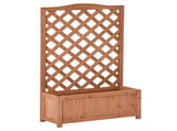 Brown 28" x 11" x 46" Wooden Raised Garden Bed for Patio Cucumber Growing, with Trellis 51841719
