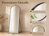 56"x15" Arched Full Length Mirror Freestanding Full Body Floor Mirror, Black 55639654