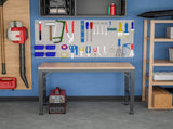 48" Heavy-Duty Adjustable Workbench, Rubber Wood Shop Table with Rubber Pads, over 2000 Lbs Capacity 44033289