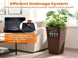 Set of 2 Rattan Planters with Removable Inner Pots, Metal Frame Adjustable Foot Pads for Garde 82335857