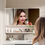 Aluminium Medicine Cabinet Mirror, 35 x 28 Inches Medicine Cabinet with 3 Colors LED Light and W2700P269441