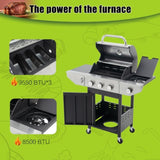 Propane Grill 3 Burner Barbecue Grill Stainless Steel Gas Grill with Side Burner, 37,000 BTU Outdoor W3212P279747
