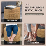 72699233)Ottoman Poof, Natural Seagrass Poufs, Hand Weave Round Footstool, Pouffe Accent 70455935
