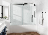 66*76" Fixed & Sliding Shower Door, Round Tube Hardware, Clear Glass Shower Door, 3/8 SGCC 51124158