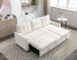 77 Inch Reversible Sectional Storage Sleeper Sofa Bed L-Shape 2 Seat Sectional Chaise With Storage W1203P146254