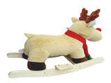 Kids Ride-On Rocking Horse Toy with Lullaby Song,Moose Rocking Toy with Hand Puppets and Safety Belt 43804255