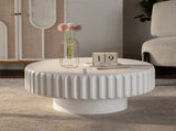 Round Fluted Storage Table with Lift-Off Lid, Sleek Texture, Perfect for Modern Living W3081P389033