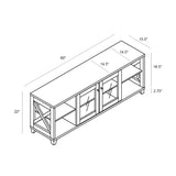60" Farmhouse Home Entertainment Center, TV Stand with 4 Shelves and Transparent Center Cabinet B107131293