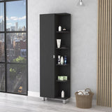 Urano Mirror Linen Cabinet, Four Interior Shelves, Five External Shelves -Black B20091988