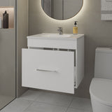 White 1-Drawer Floating Bathroom Vanity Set with Sink B062P355542