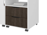 White and Stained Walnut 2-Drawer Extendable Desk with Sliding Mechanism B062P290245