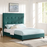 Queen Size Green Velvet Tufted Upholstered Platform Bed B108P160256