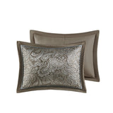 5 Piece Jacquard Bedspread Set with Throw Pillows Blue/Brown Queen B03597489