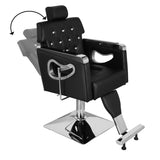 ZNTS PVC Leather Cover Galvanized Square Tray with Footrest Retractable Barber Chair 300.00lbs Black 11736312