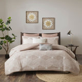 Cotton Jacquard Comforter Set Blush King/Cal King B035128790