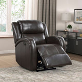 Modern Living Room Furniture 1pc Power Reclining Chair Brown Faux Leather Upholstery Plush Seating B011P256235
