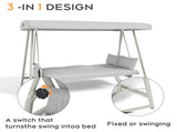 3-in-1 Hanging Patio Swing Bed with Adjustable Canopy 3-Seater Supports 600 lbs 45&deg Tilt Canopy W3979P394109