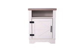 Farmhouse Nightstand , Beside Table with Barn Door, Modern End Side Table with Storage for Bedroom, W3151P264507