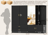 Wardrobe with 5 Doors 2 Drawers 2 Open Shelves Particleboard Unit with 1 Mirrored Door and 4 Hooks 31107495