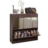 Mirror Shoe Cabinet with 2 Tier Drawers, Mirror Shoe Rack With 1 Drawer Storage, Mirror Shoe W760P206336
