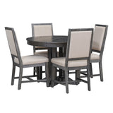 5-Piece Set Extendable Round Table and 4 Upholstered Chairs Farmhouse Set for Kitchen, 70221915