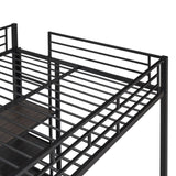 ZNTS Full Size Loft Bed with Desk and Whiteboard, Metal Loft Bed with 3 Shelves and Ladder, Black 36540591