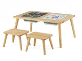 All-in-One Kids Activity Table and Chairs Set, Pine Wood Sensory Table with Foldable Storage Bins, 13734972