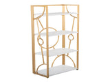 Contemporary Bookcase in Gold Metal and White Wood B202P223884