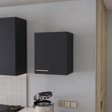 So- Hi Wall Cabinet in Melamine with One Door, Black B128P237141
