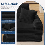 Full-Compression Chaise Lounge Set Modular Corduroy Sectional with Arched Armrests, Non-Slip Base, 92584899