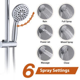 6 Inch Rain Shower Head with Handheld Shower Head Bathroom Rain Shower System W121956008